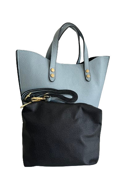 Borsa in vera pelle azzurra 5