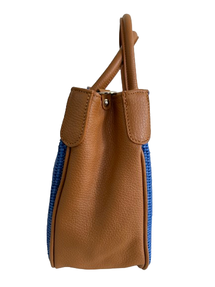 Borsa in vimini cobalto e marrone 8