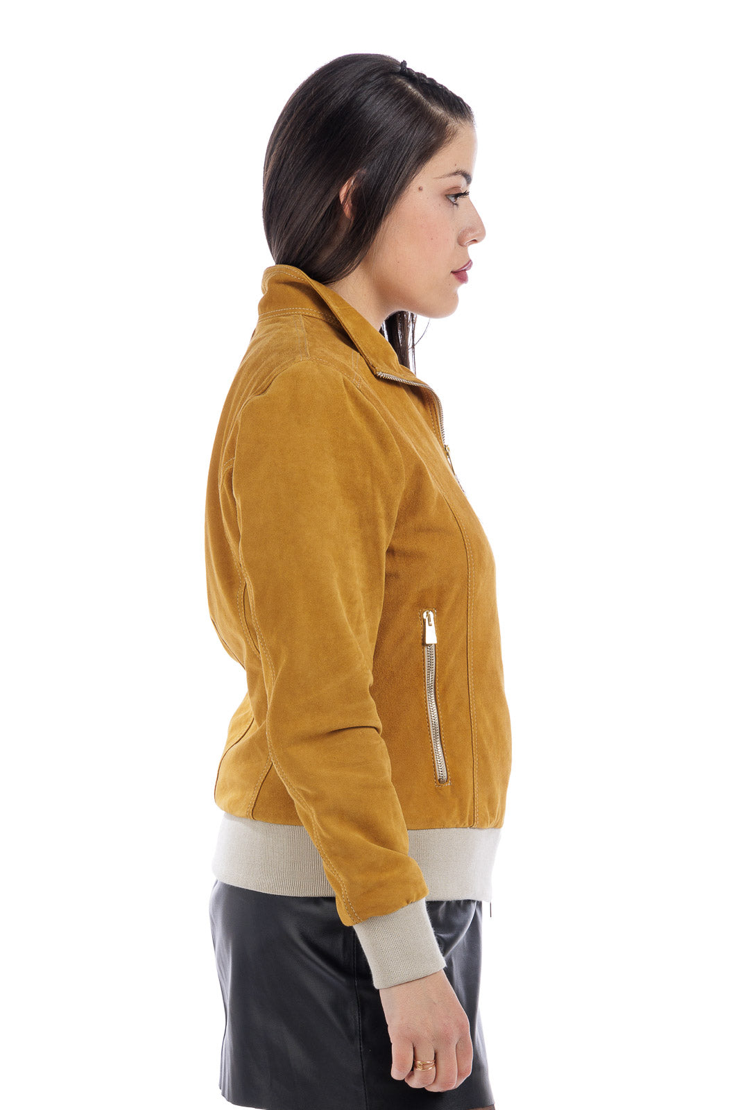 Bomber in camoscio donna whisky