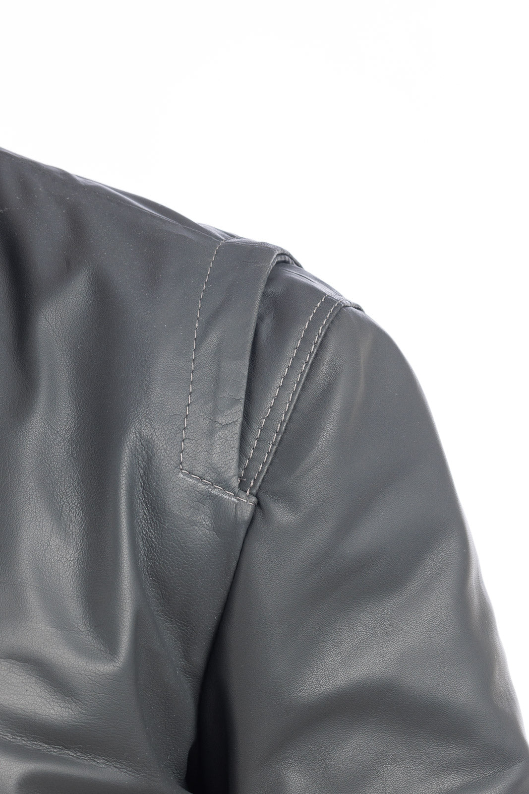 Bomber in pelle con zip grigio STE 2