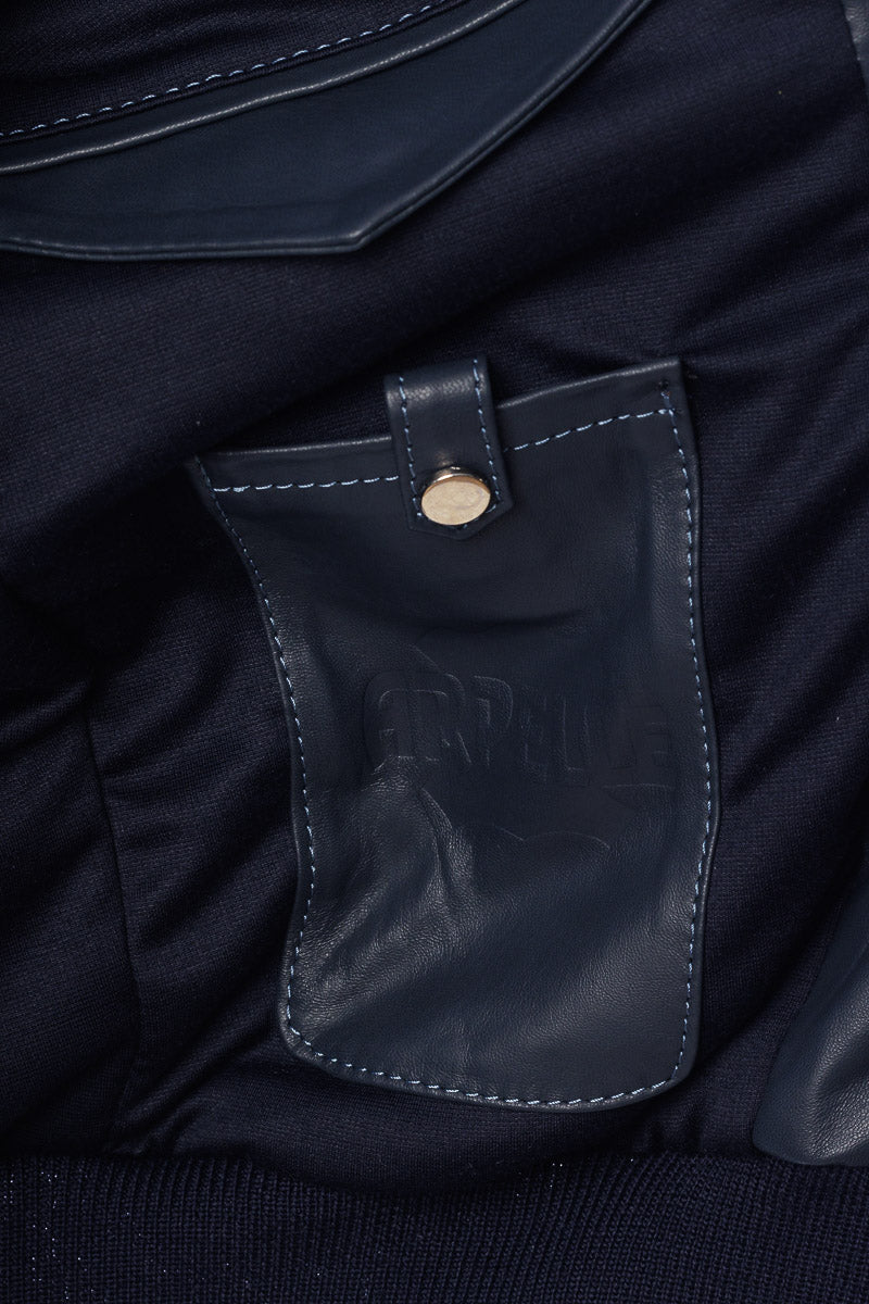 Bomber in pelle con zip POLO blu
