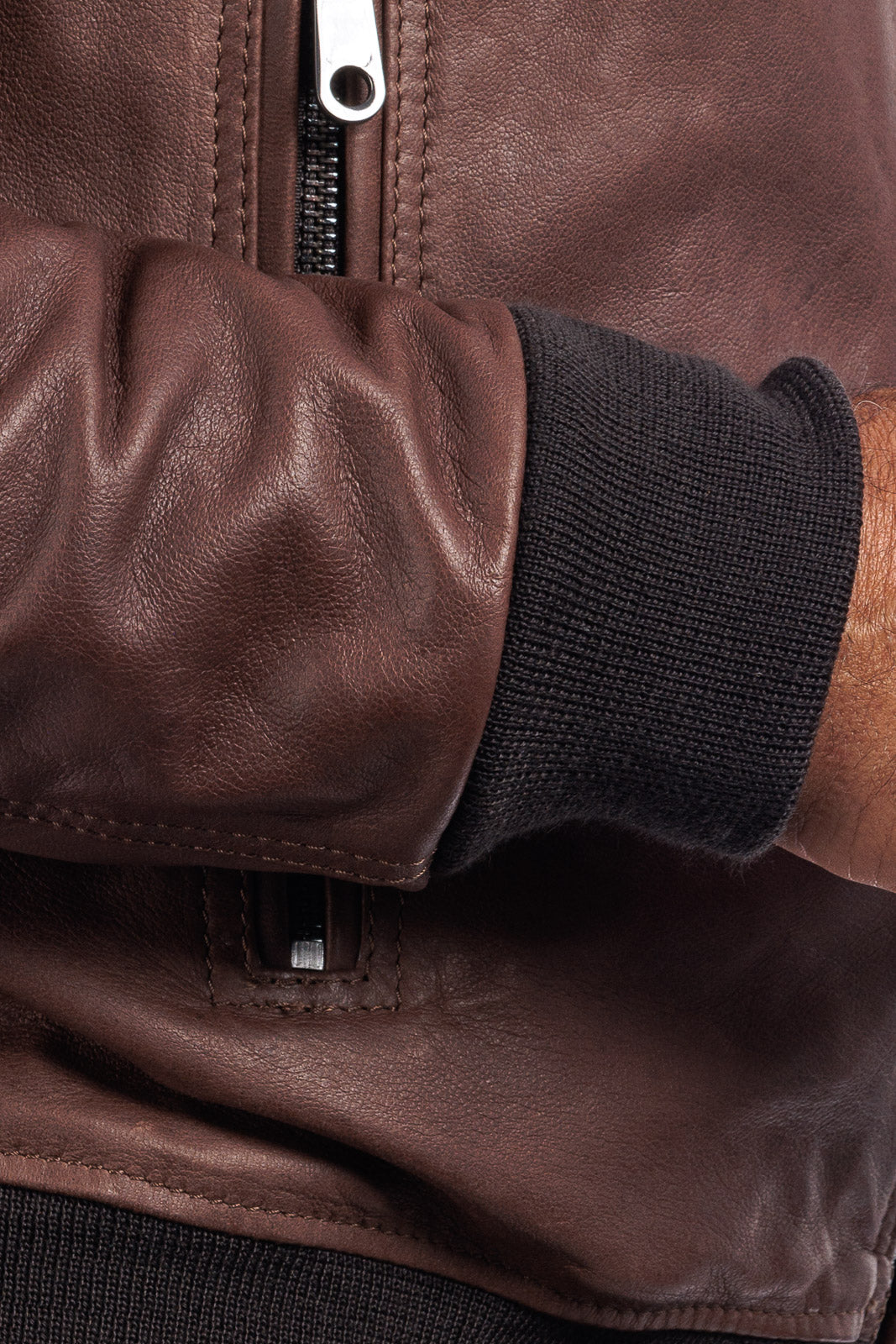 Bomber in pelle con zip POLO marrone
