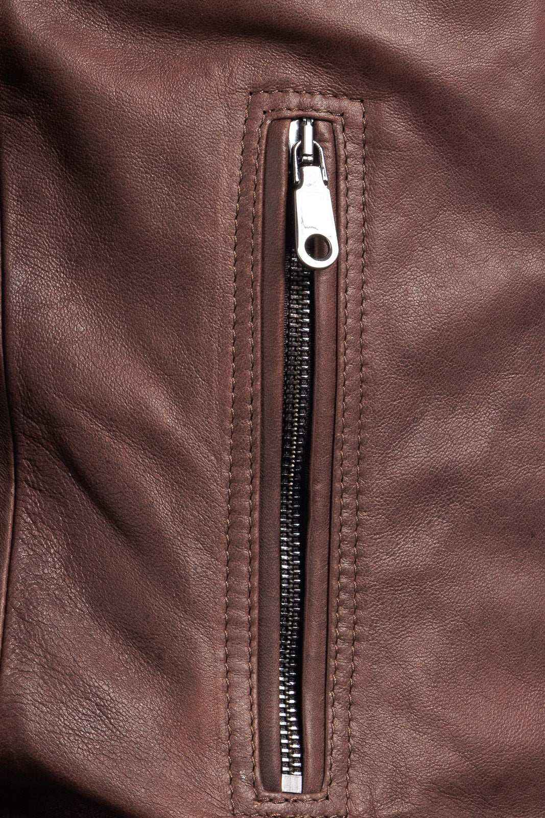 Bomber in pelle con zip POLO marrone
