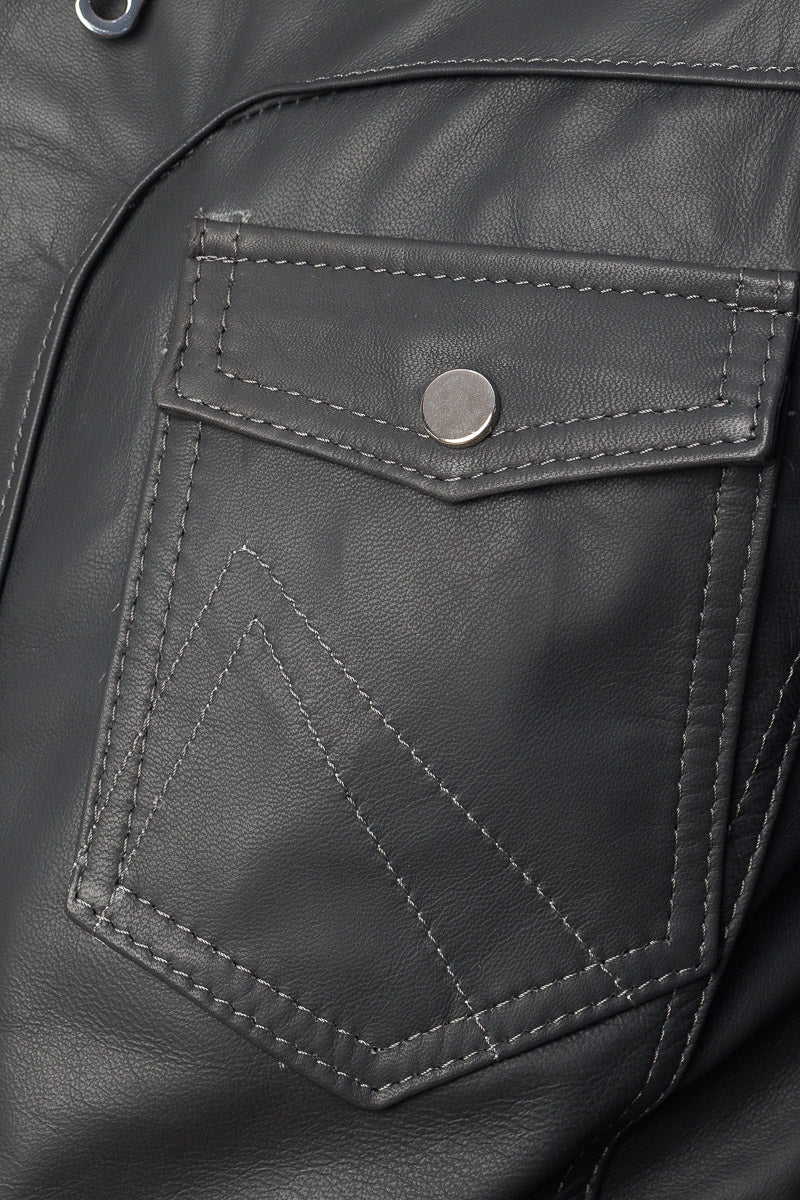 Bomber in pelle con zip TAK grigio
