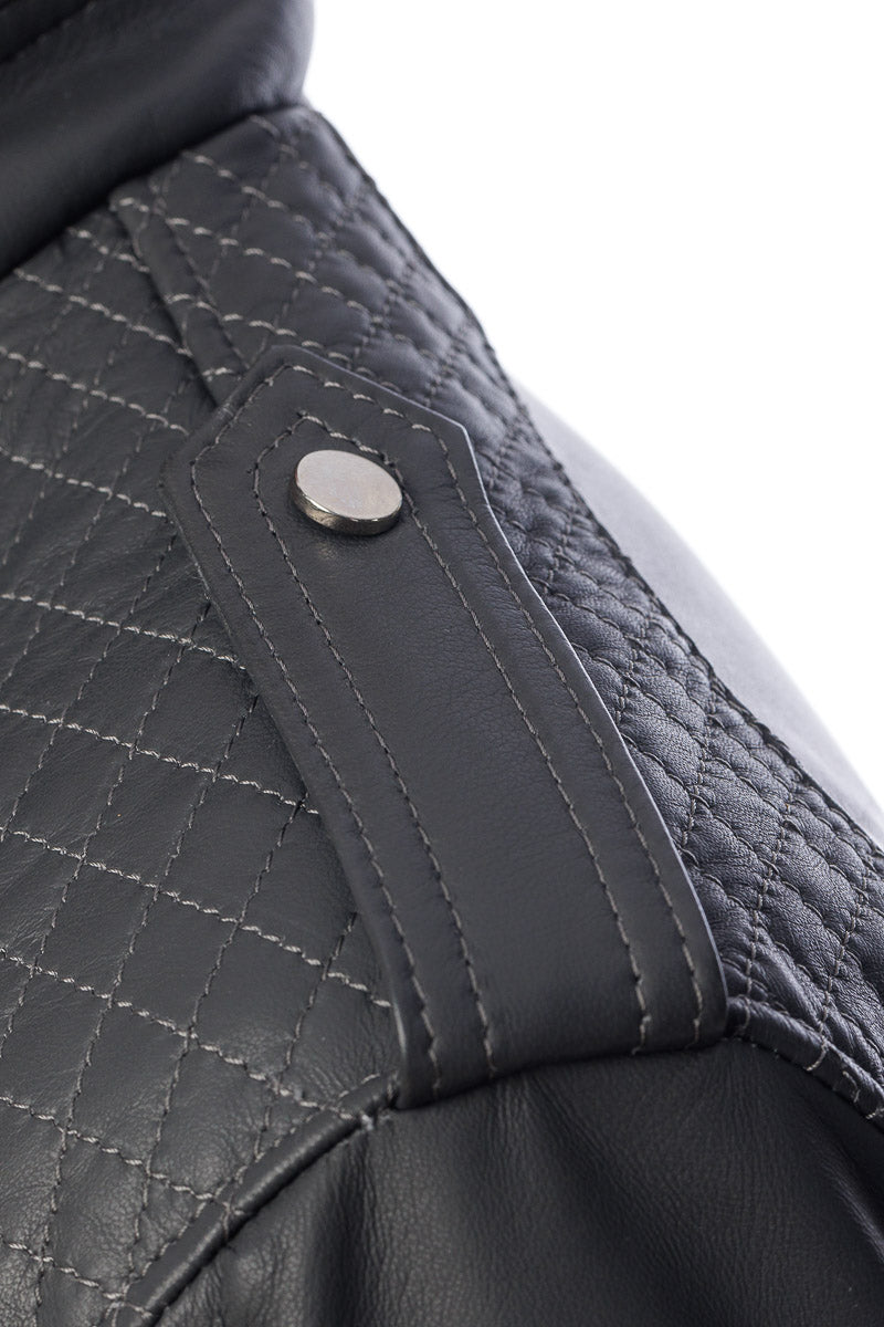 Bomber in pelle con zip TAK grigio