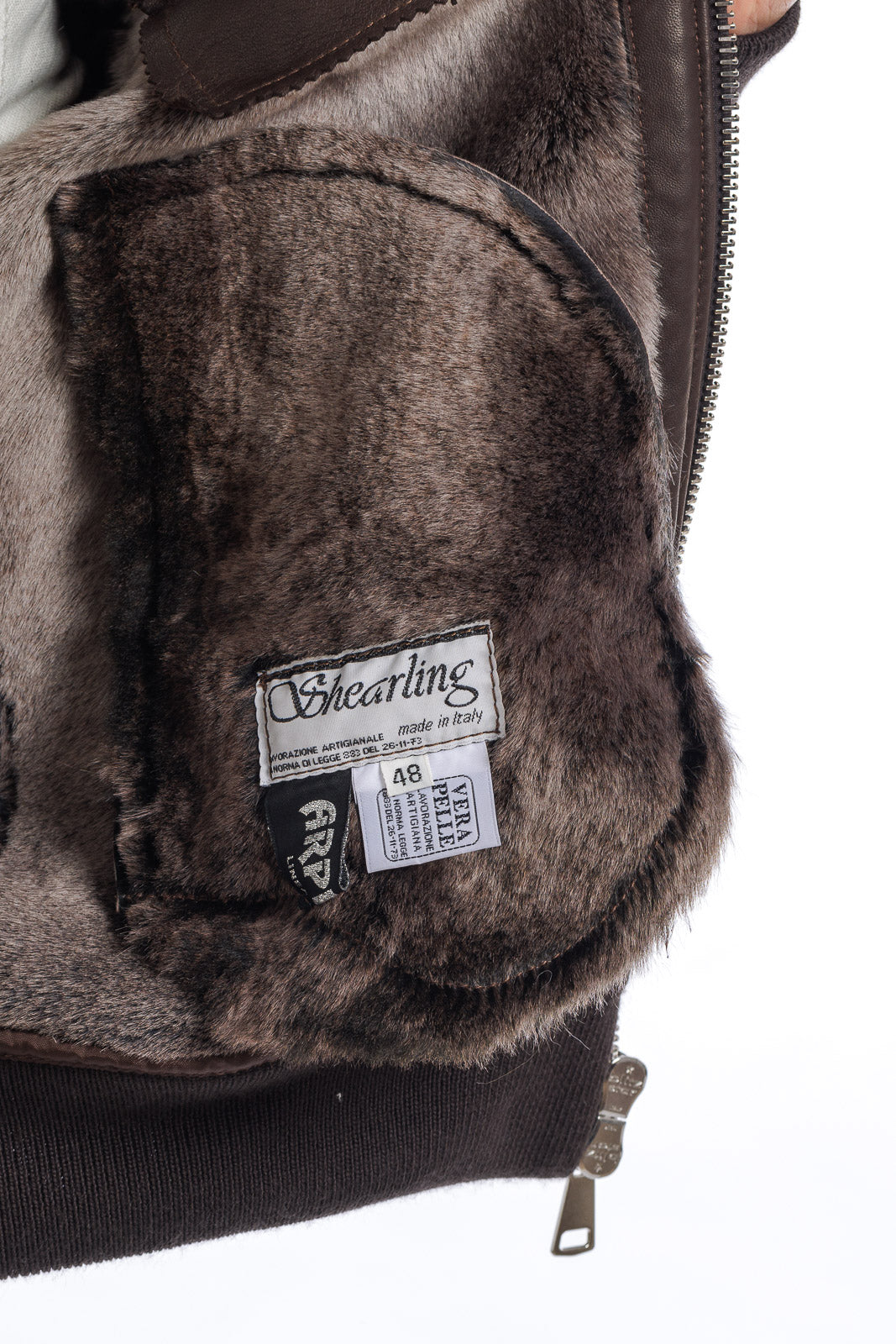 Bomber montone shearling uomo testa di moro con pelo brisee