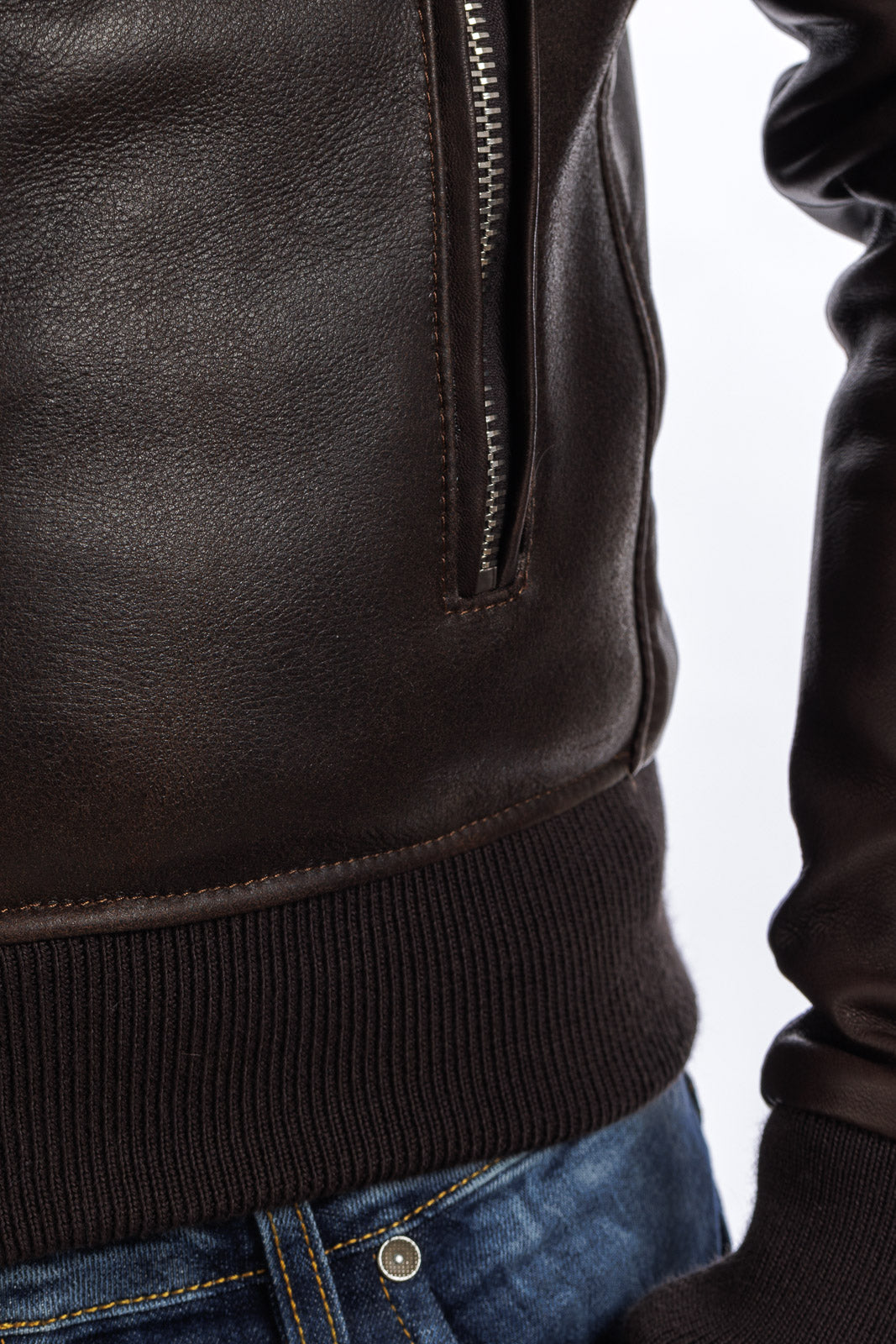 Bomber montone shearling uomo testa di moro con pelo brisee