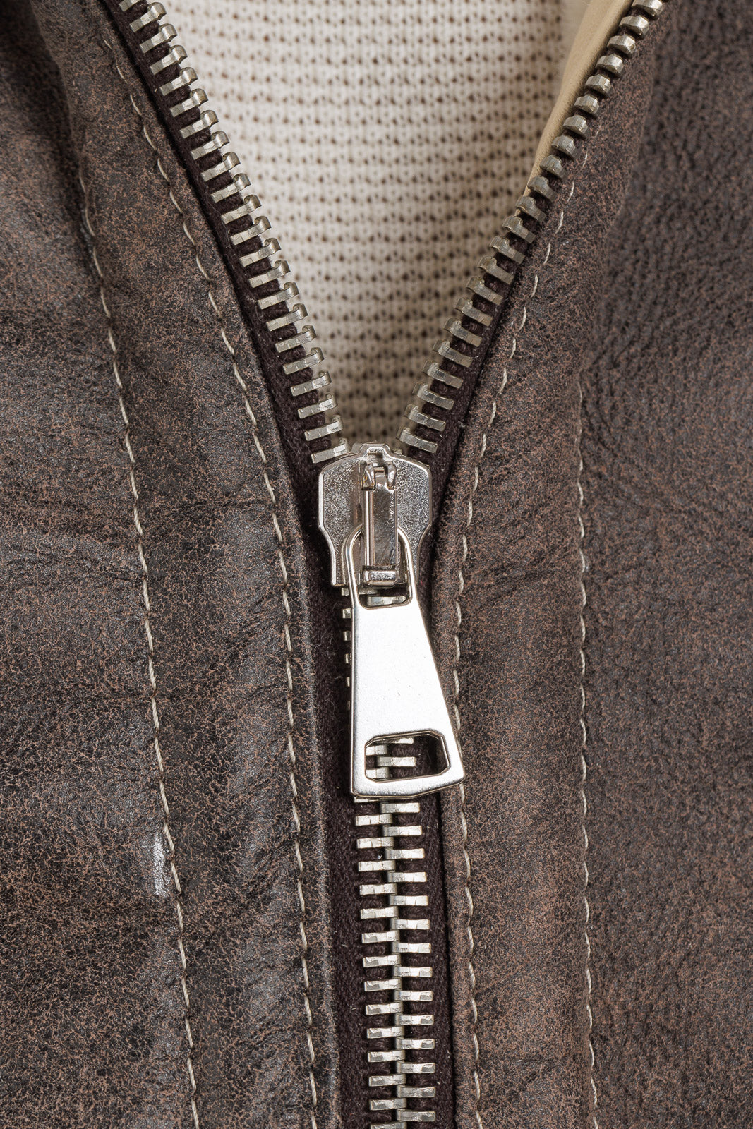 Bomber montone uomo Shearling marrone e panna con cappuccio