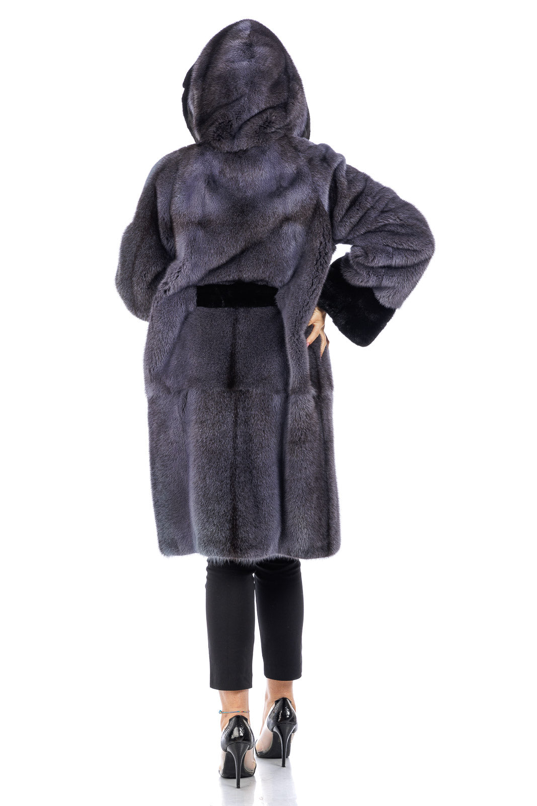 Cappotto di pelliccia di visone con dettagli in blackglama