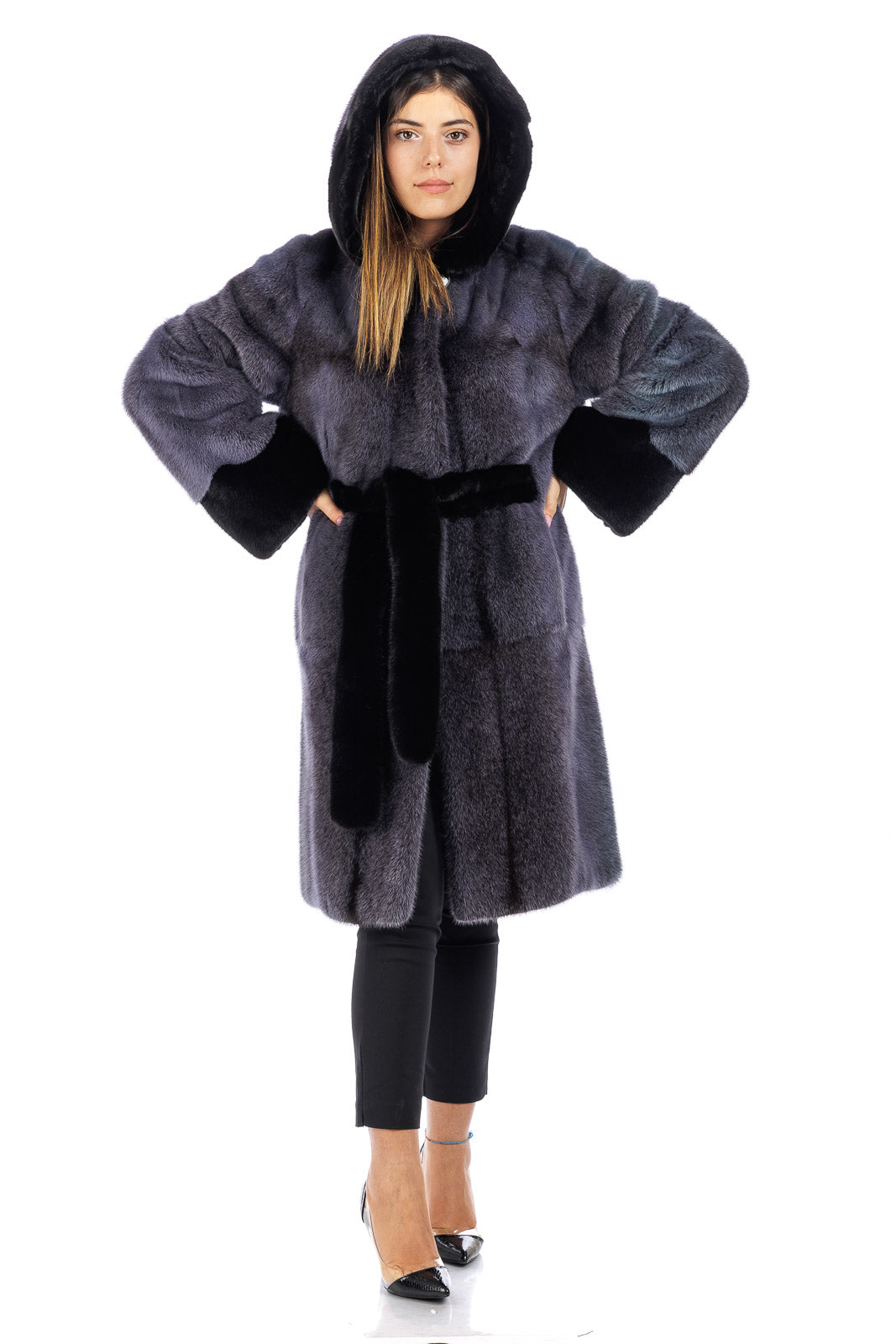 Cappotto di pelliccia di visone con dettagli in blackglama