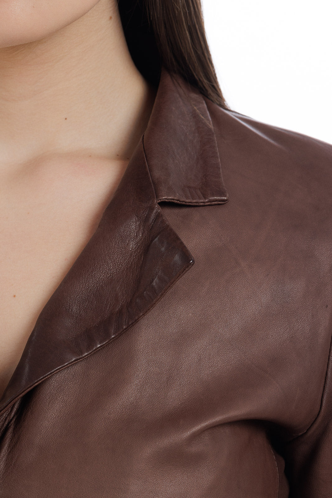 Cappotto in pelle donna testa di moro