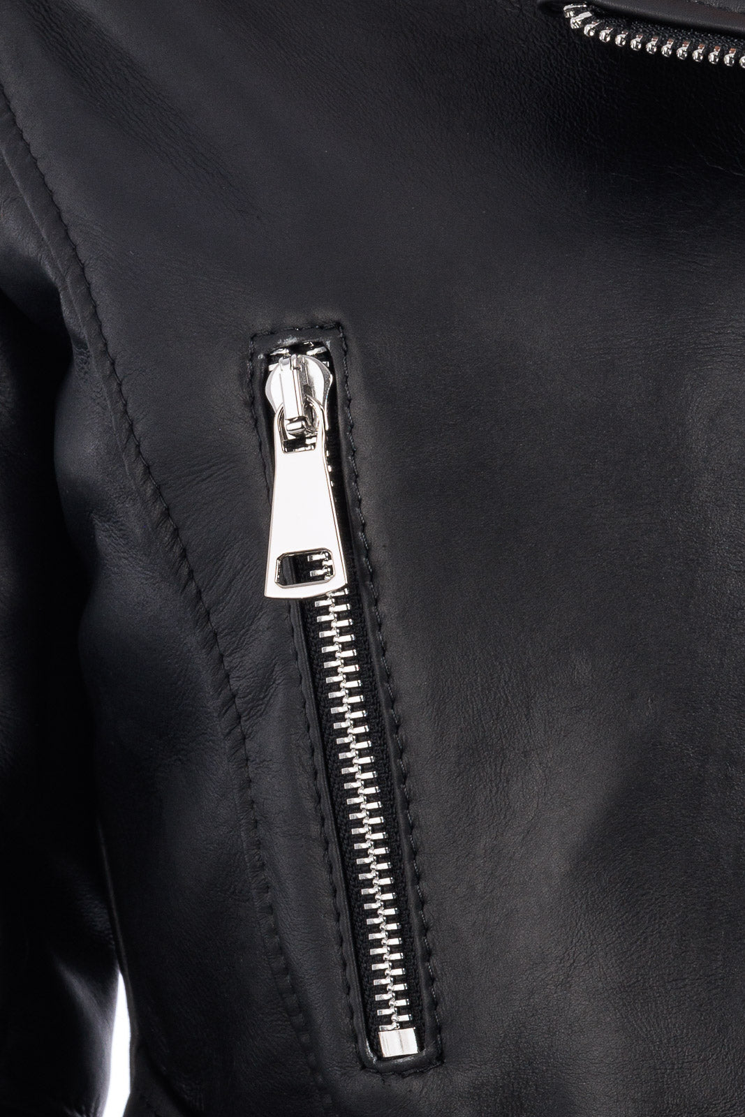 Giacca chiodo in montone nero donna con zip BELT