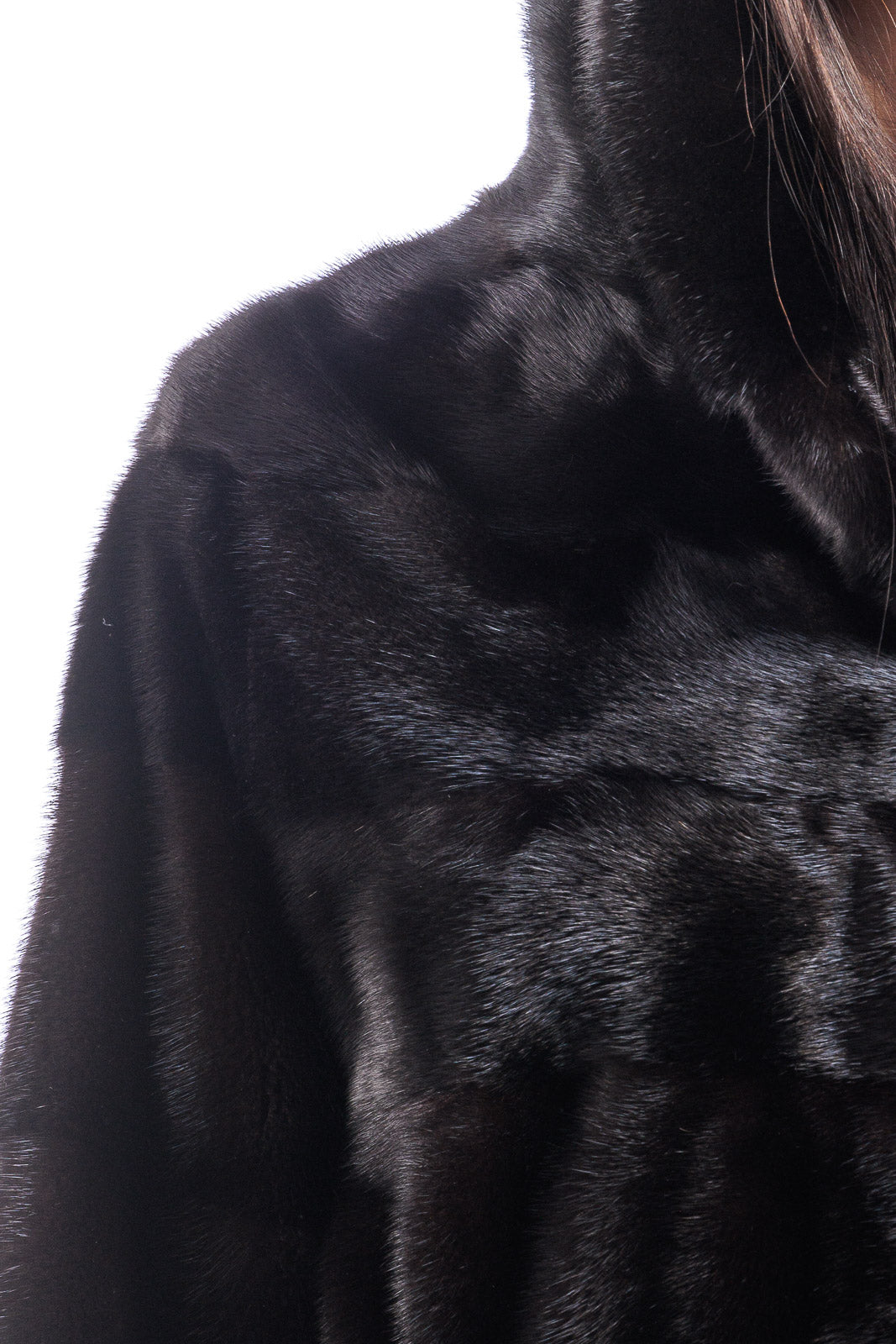 Cappotto di pelliccia di visone blackglama lungo con cappuccio