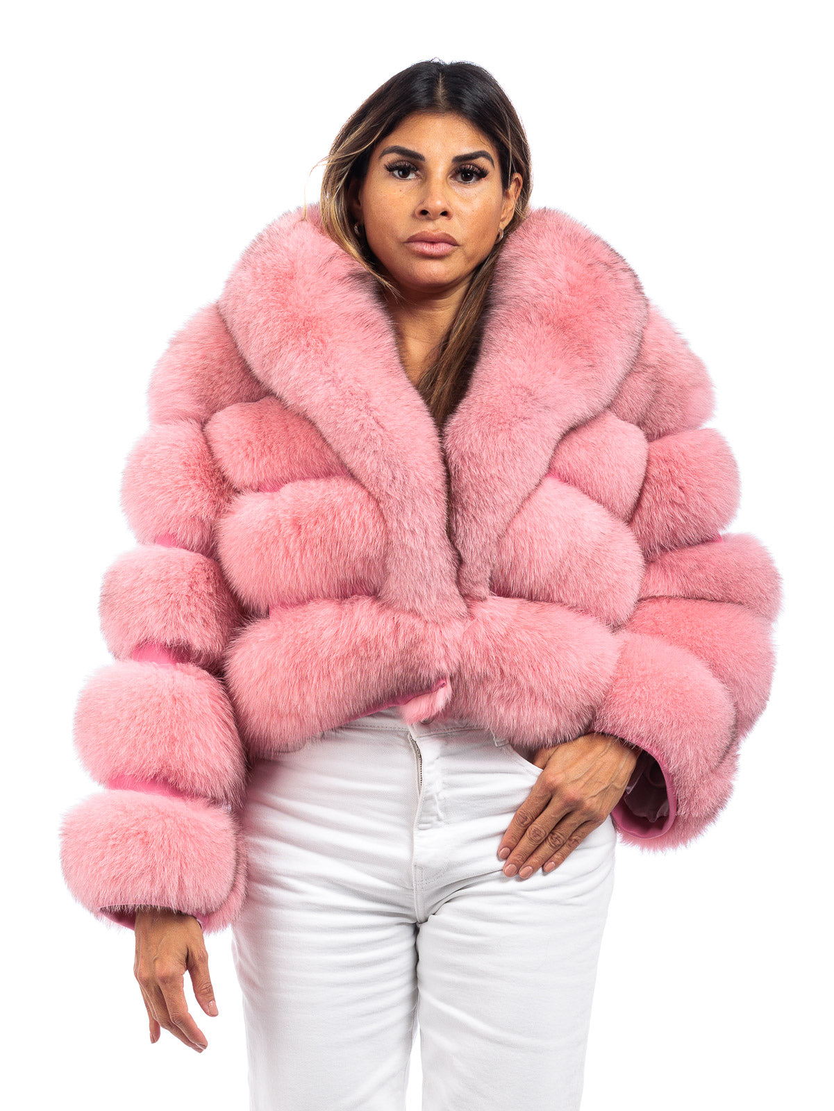 Giacca di pelliccia di volpe pink