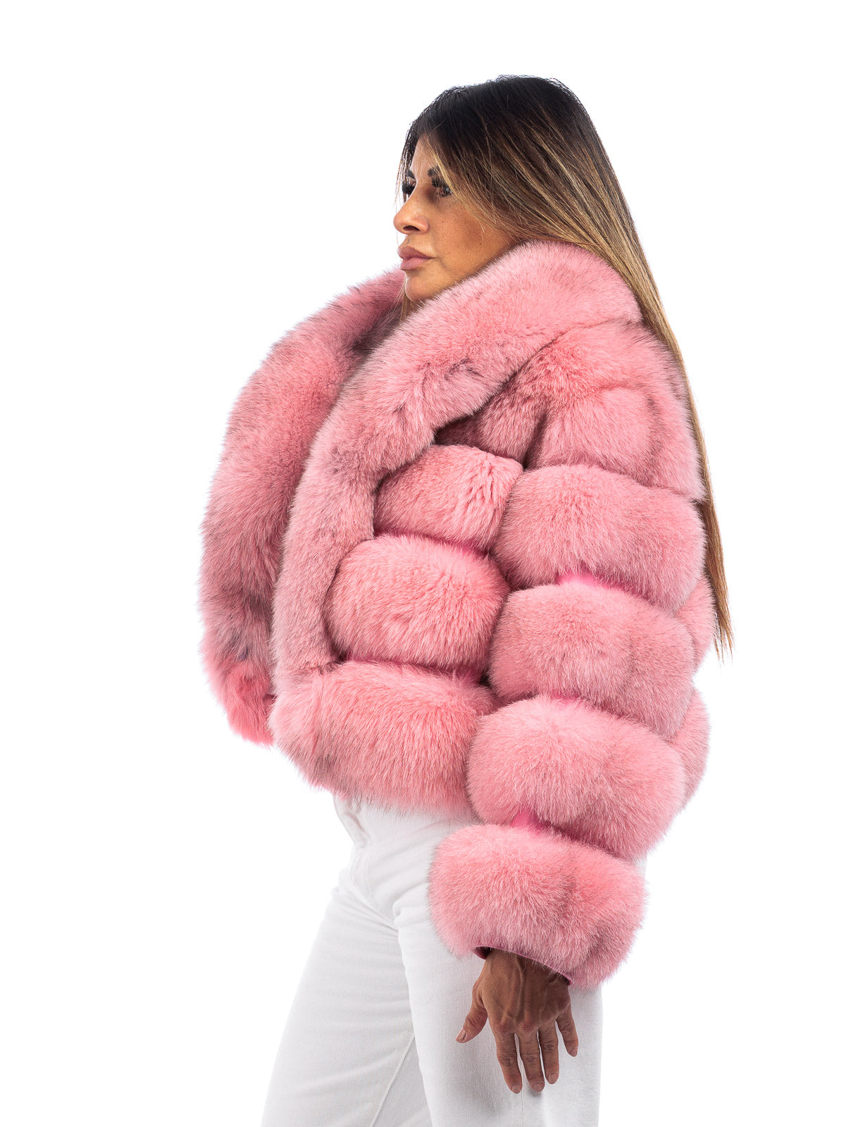 Giacca di pelliccia di volpe pink