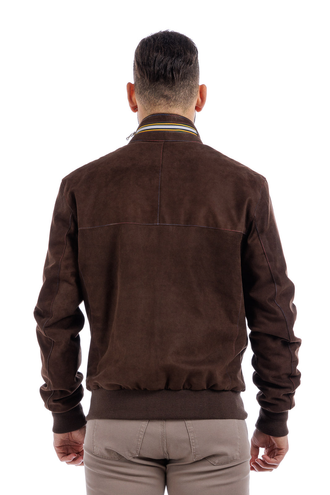 Bomber Gold Bunn marrone in camoscio di renna con zip