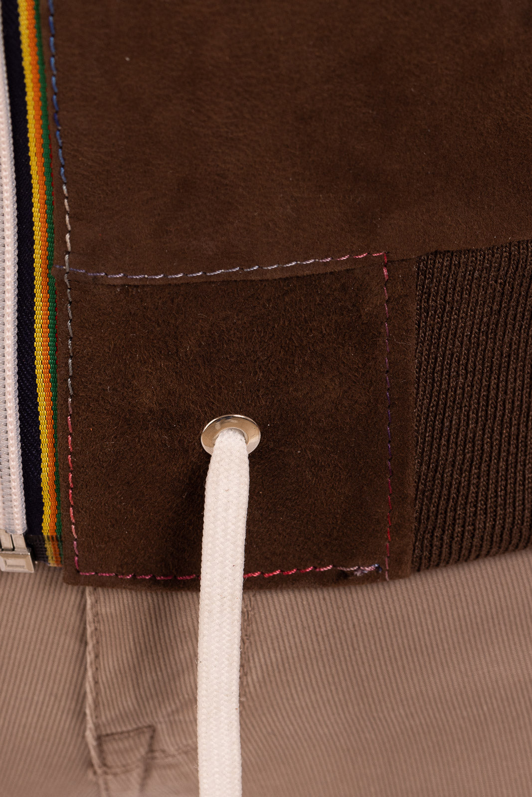 Bomber Gold Bunn marrone in camoscio di renna con zip