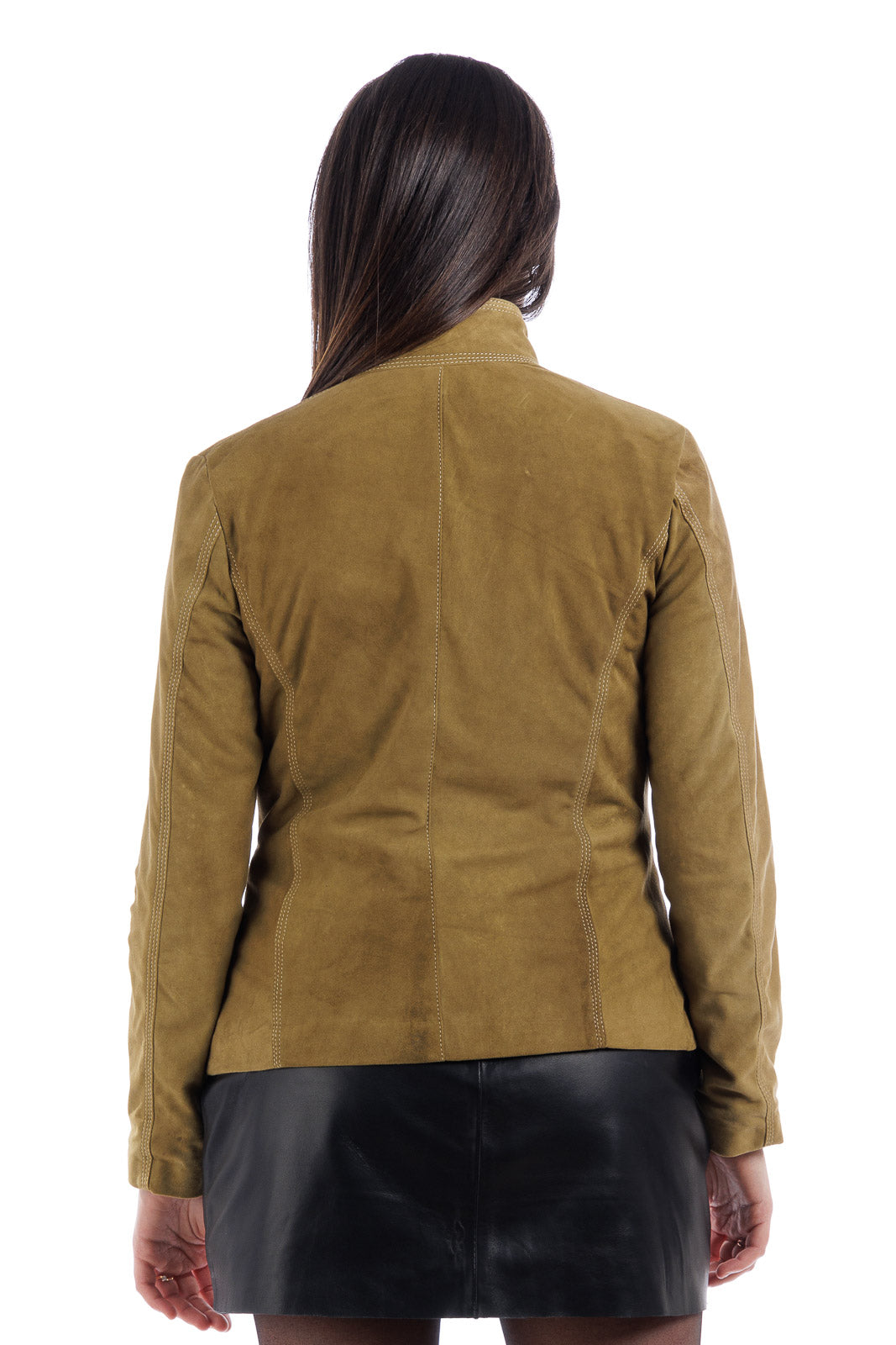 Giacca in camoscio donna con zip FAY verde