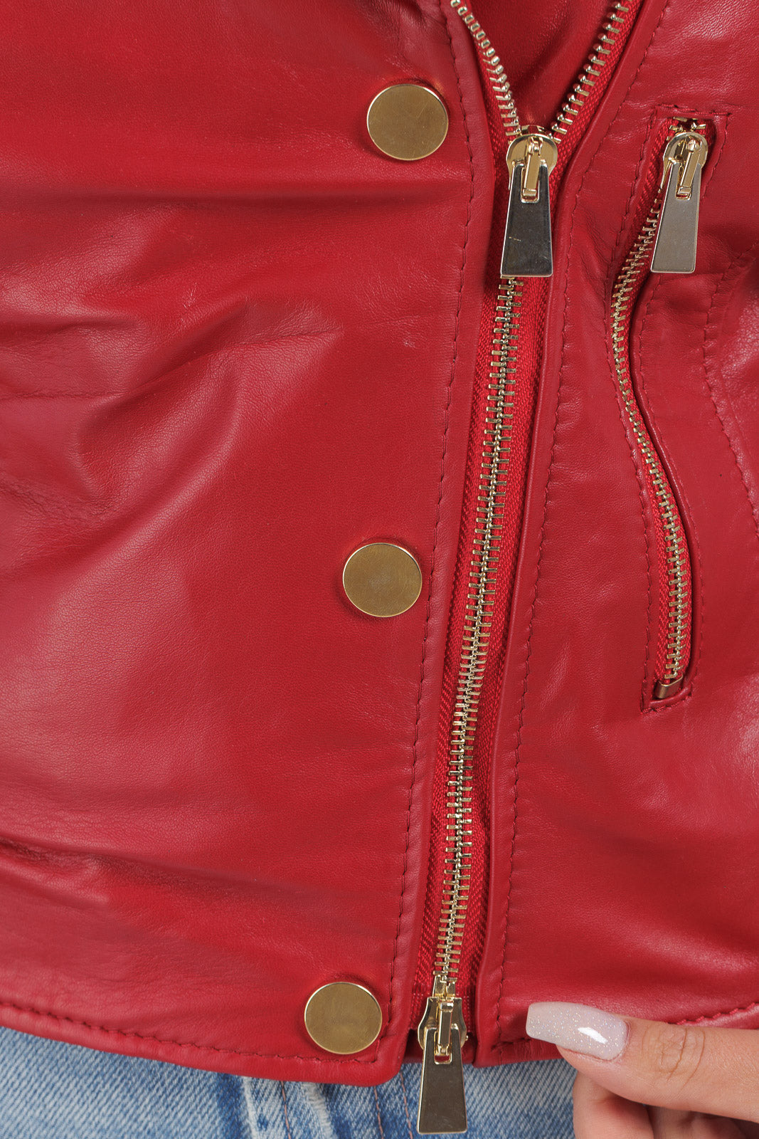 Giacca in pelle donna con zip CHANEL rosso