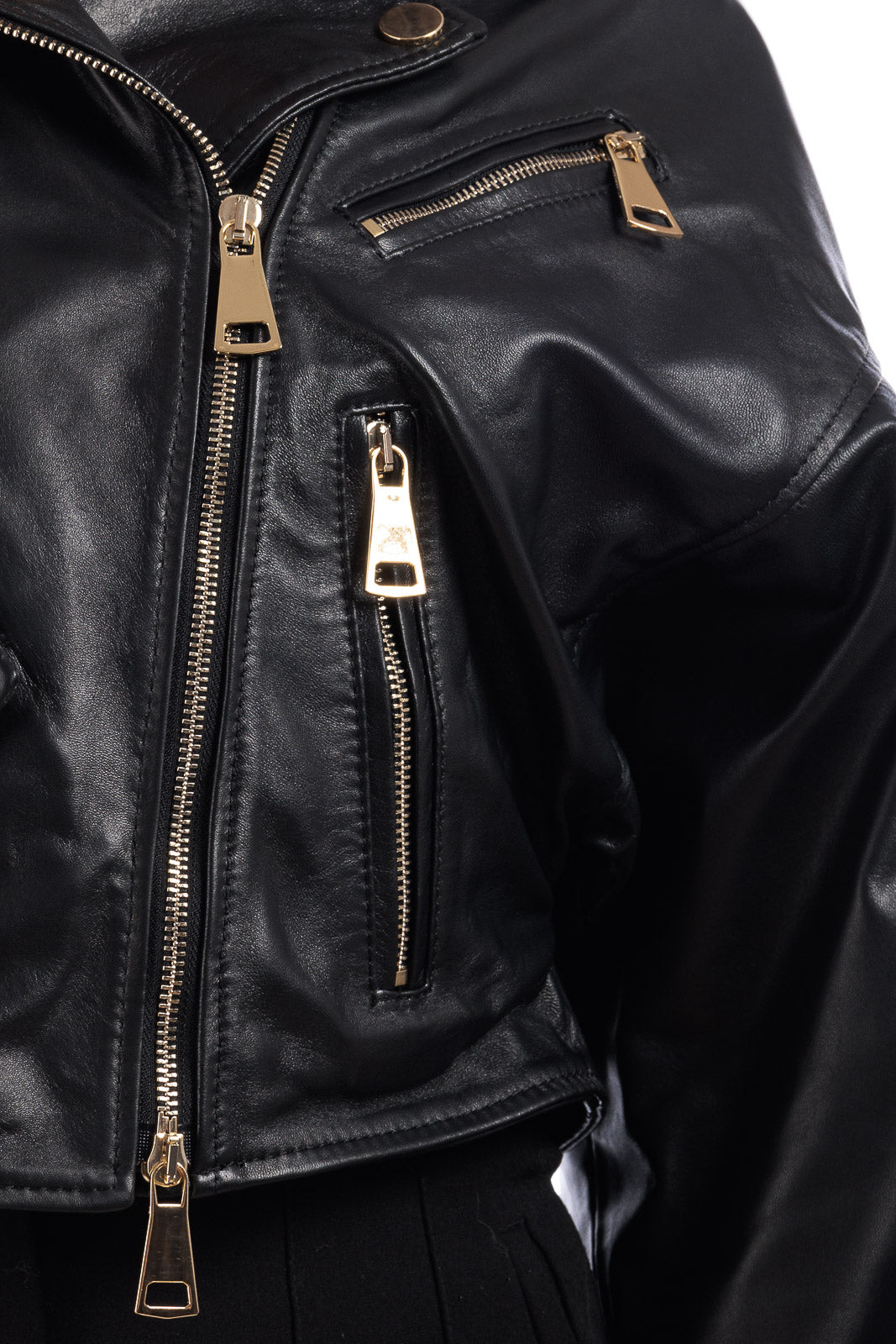 Giacca in pelle donna con zip Chiodo nero OVER