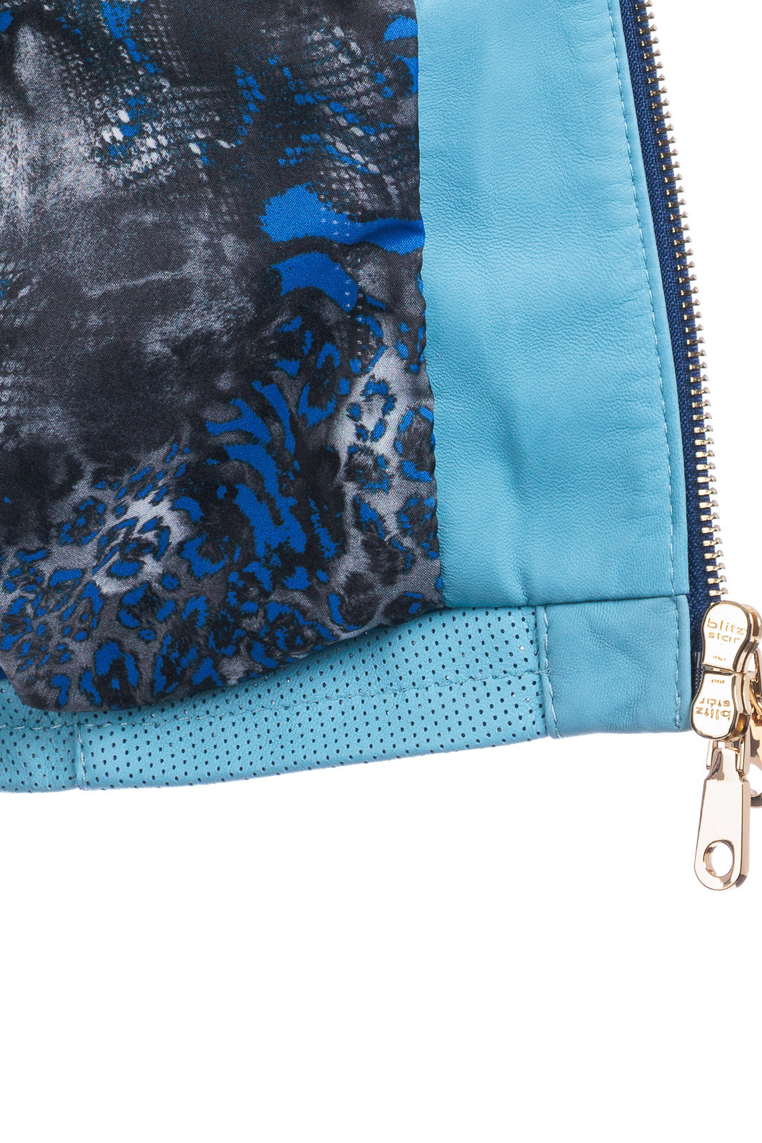 Giacca in pelle donna con zip CRISTINA celeste traforato