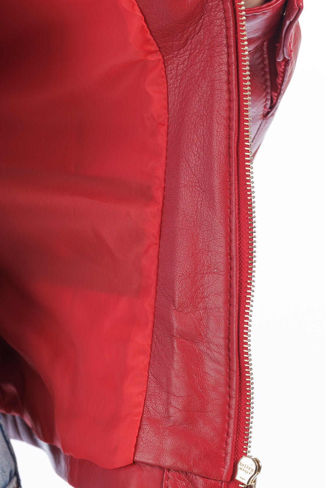 Giacca in pelle donna con zip CRISTINA rosso