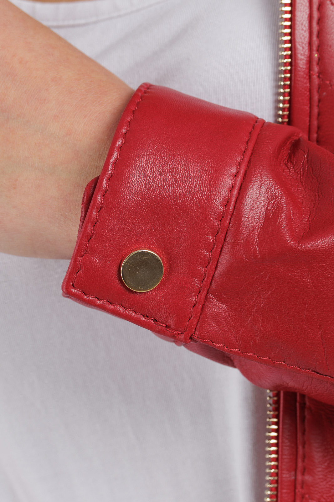 Giacca in pelle donna con zip CRISTINA rosso