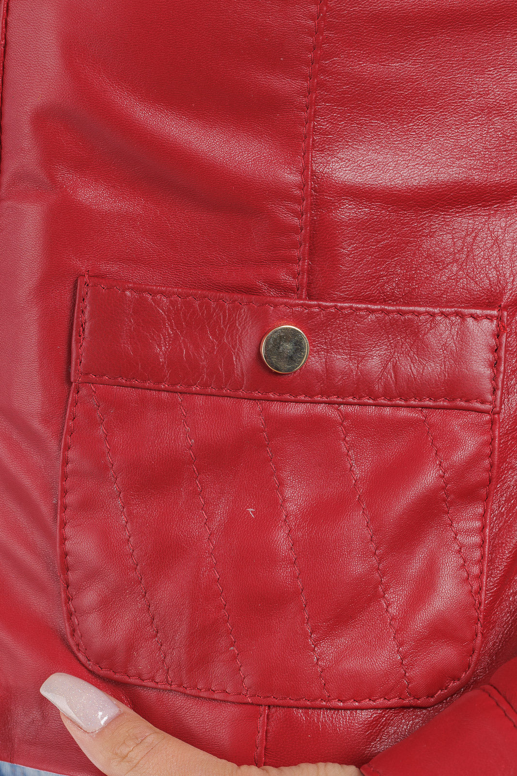 Giacca in pelle donna con zip CRISTINA rosso