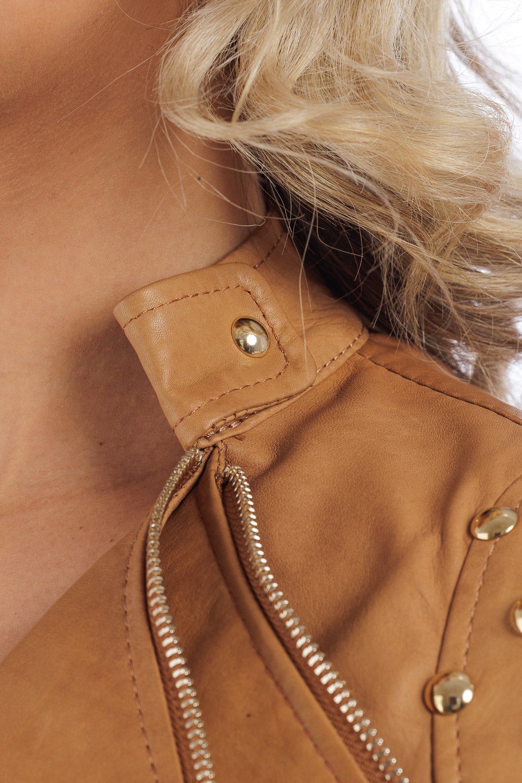 Giacca in pelle donna con zip DR staccabile cuoio