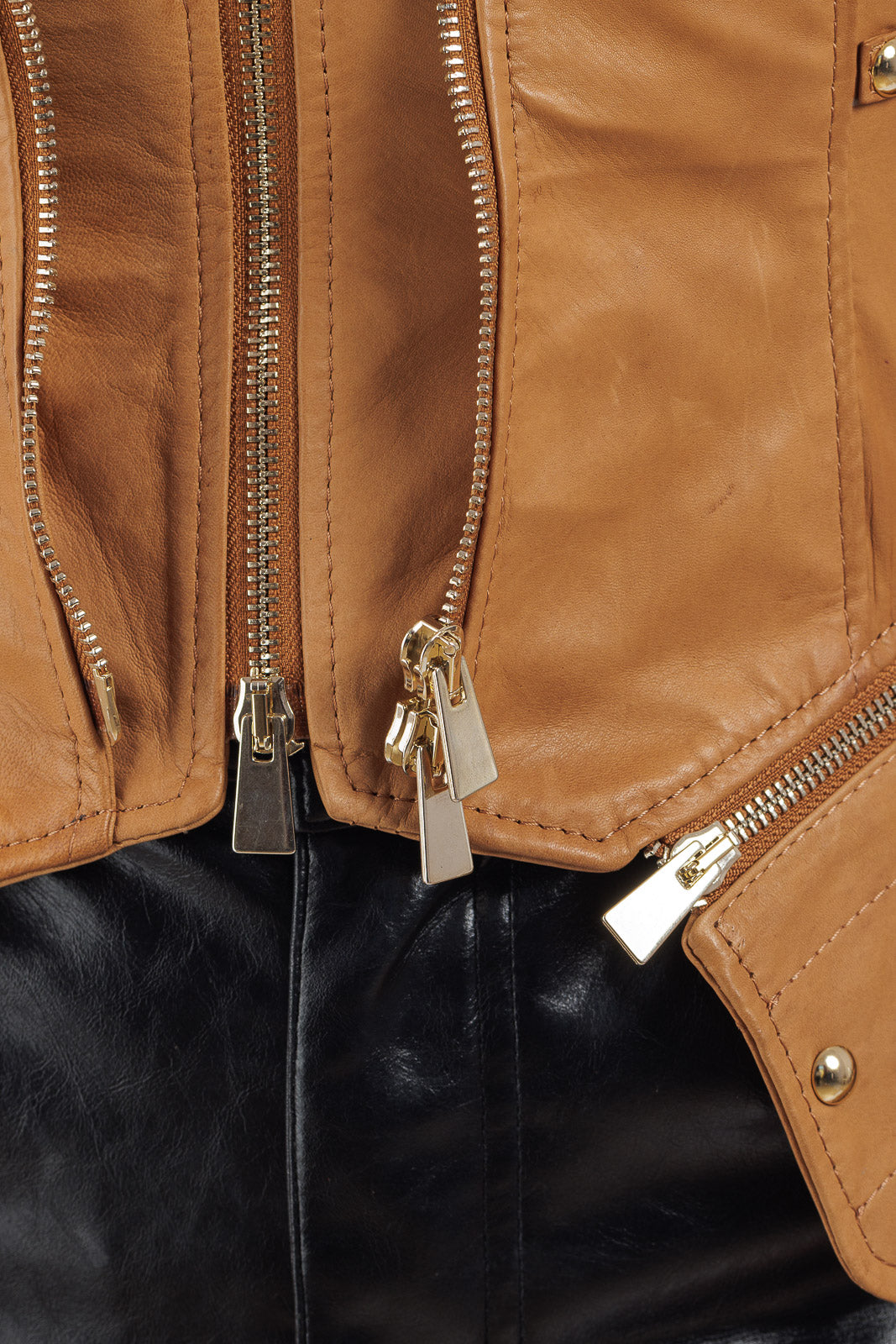 Giacca in pelle donna con zip DR staccabile cuoio