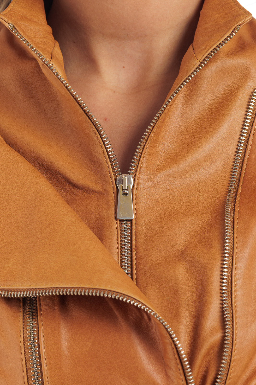 Giacca in pelle donna con zip GABY staccabile cuoio