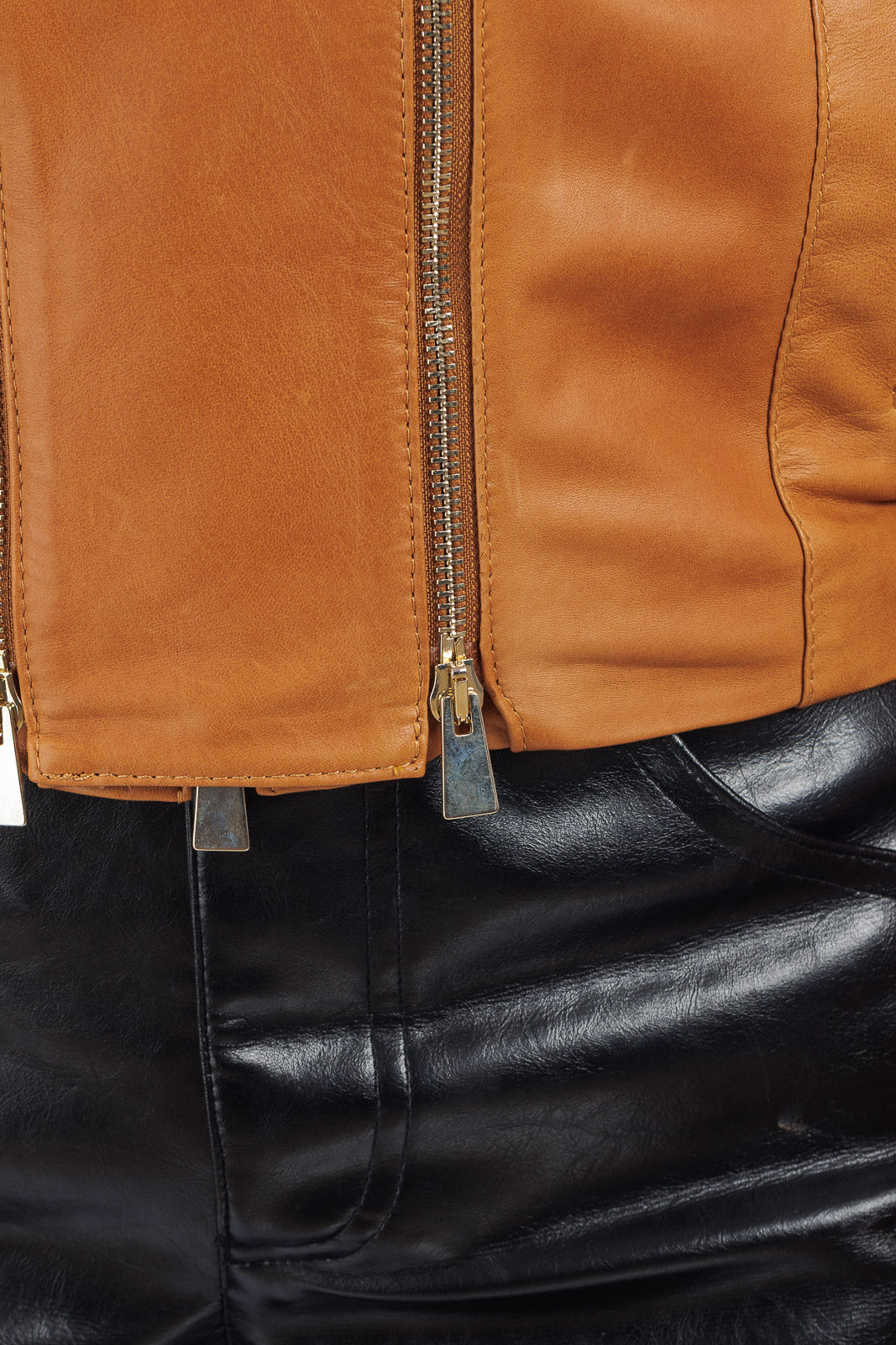 Giacca in pelle donna con zip GABY staccabile cuoio