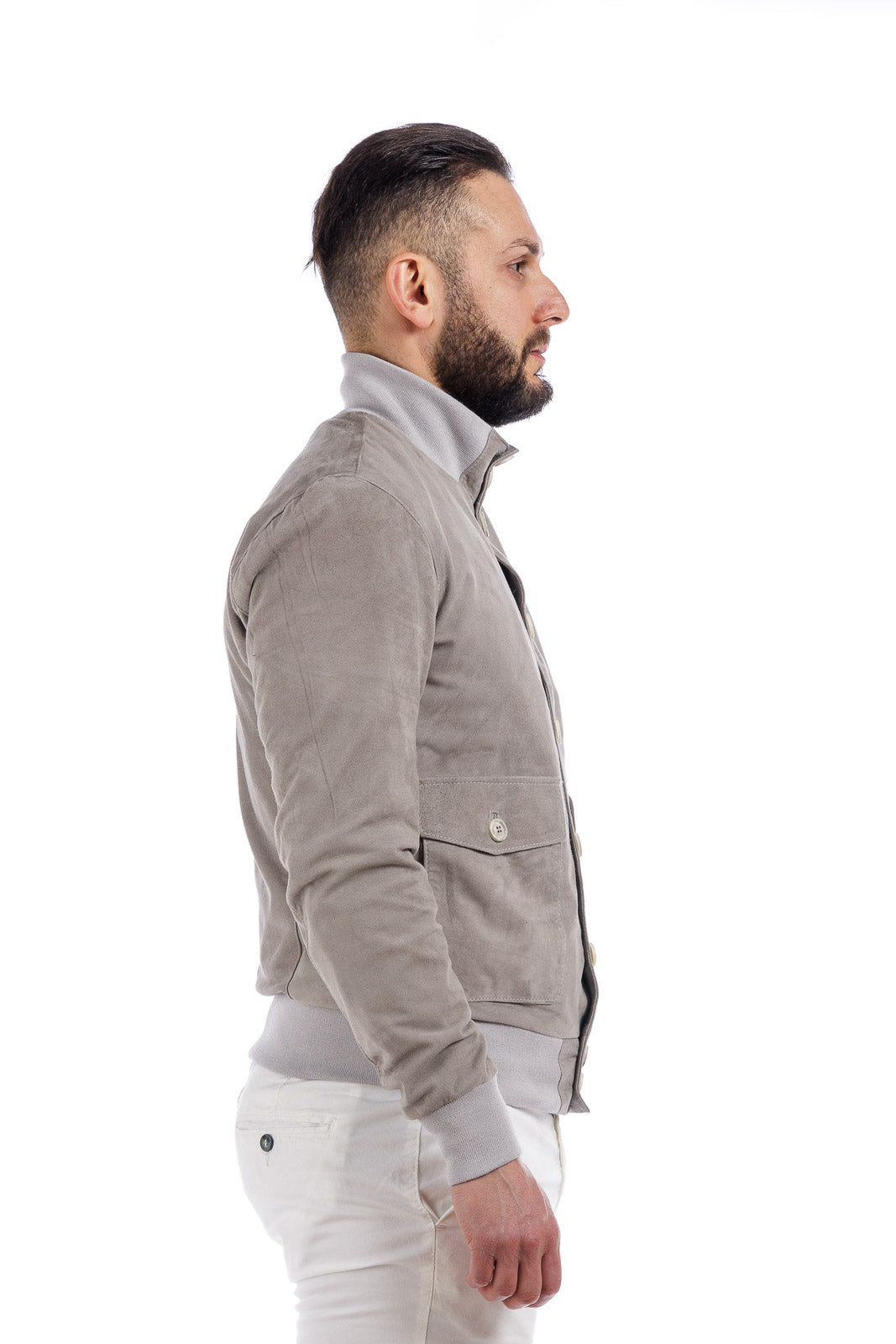 Giacca in pelle uomo con zip BOTT grigio perla