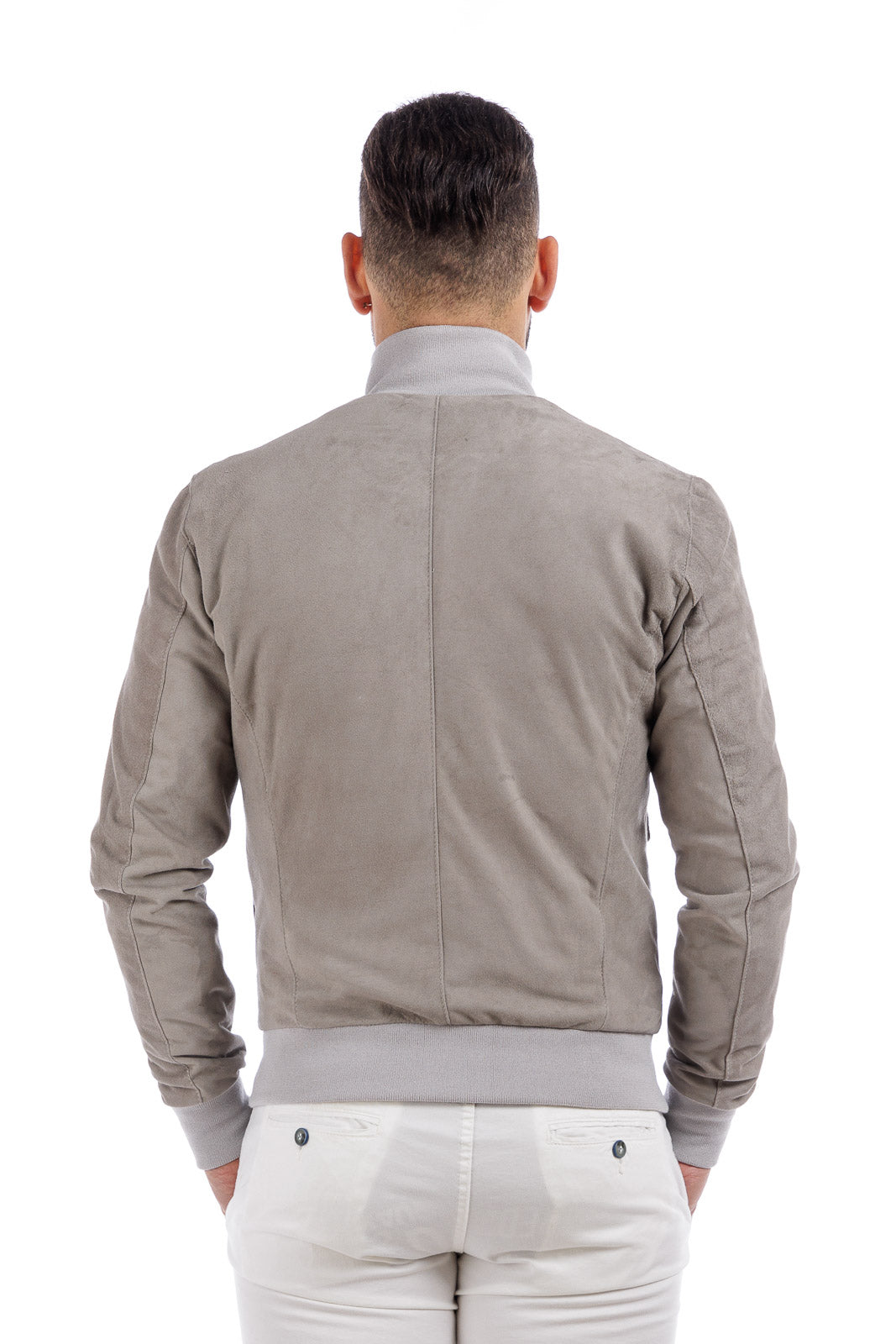 Giacca in pelle uomo con zip BOTT grigio perla