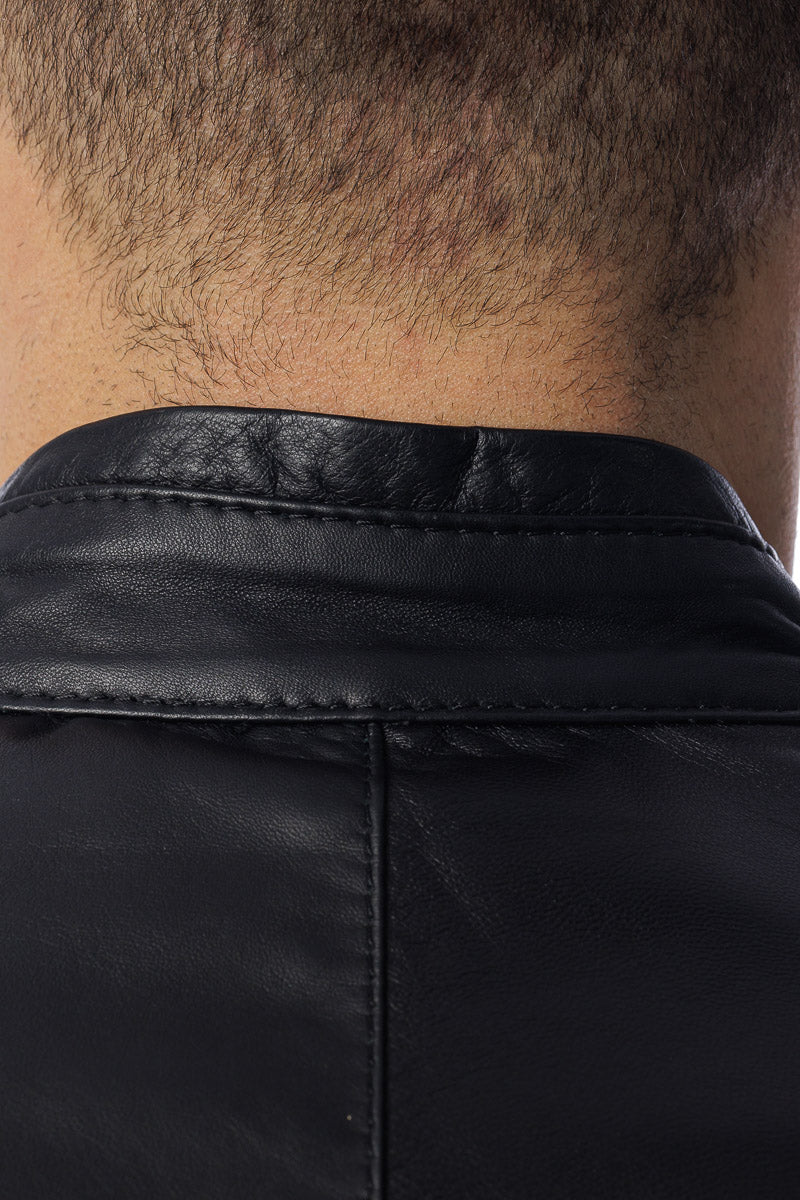 Giacca in pelle uomo con zip PIUMA nero