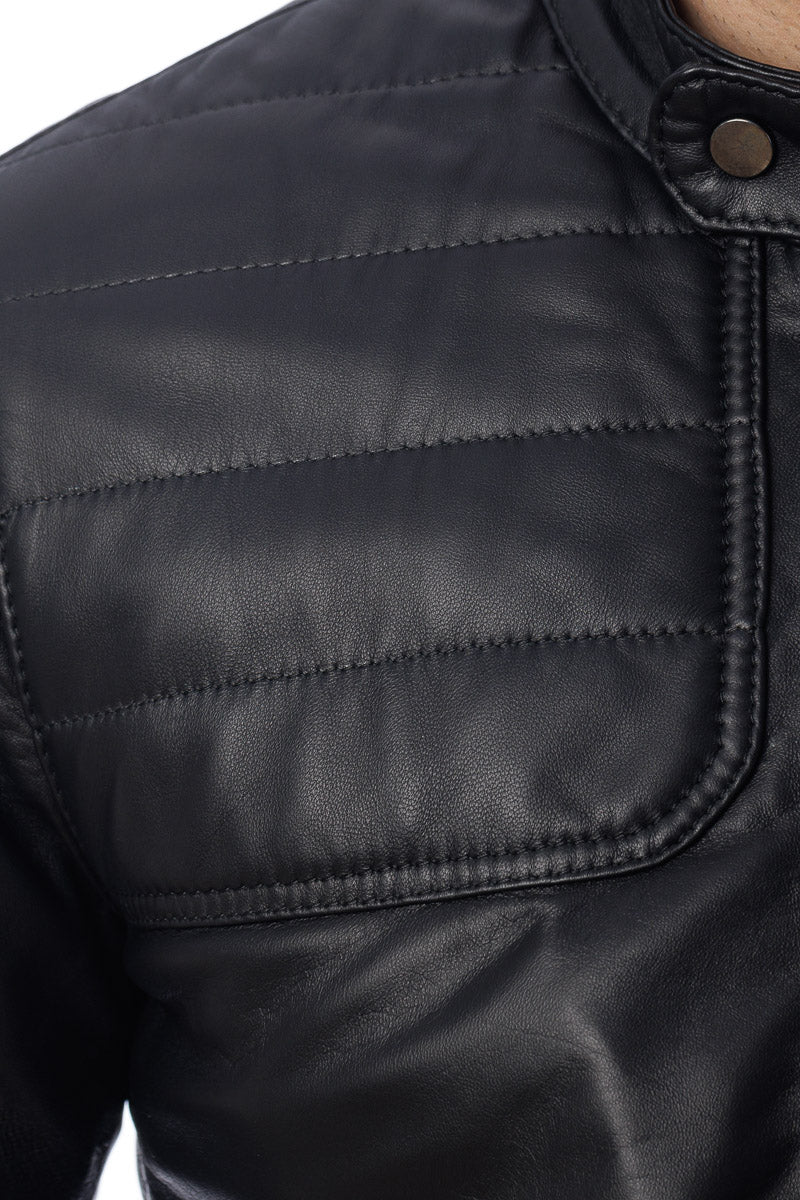 Giacca in pelle uomo con zip PIUMA nero