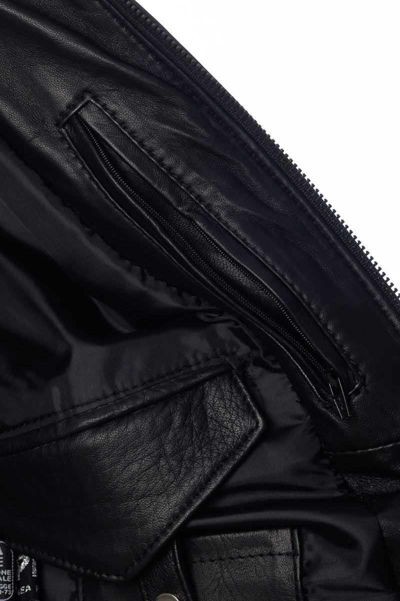 Giacca in pelle uomo con zip PIUMA nero