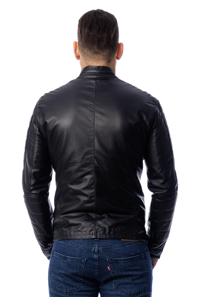 Giacca in pelle uomo con zip PIUMA nero