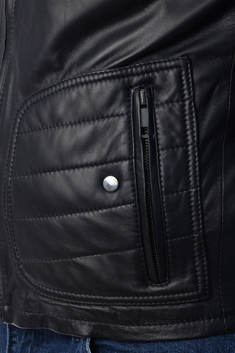 Giacca in pelle uomo con zip PIUMA nero