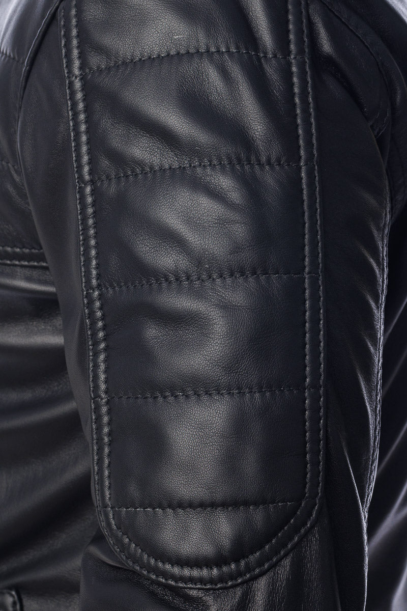Giacca in pelle uomo con zip PIUMA nero