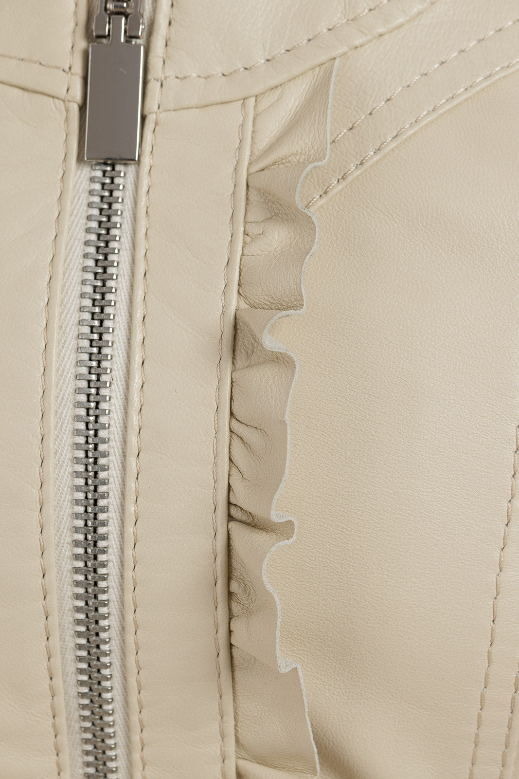 Giacca in vera pelle donna con zip e rush GATE panna