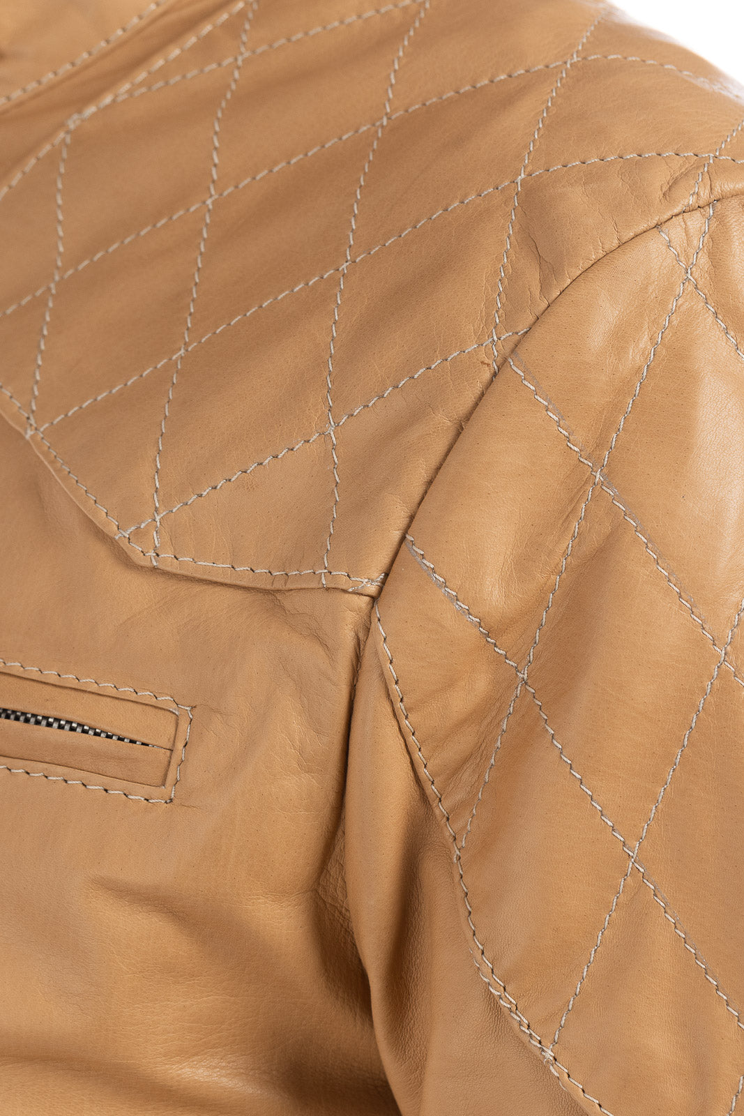 Giacca in vera pelle uomo con zip BEK sabbia