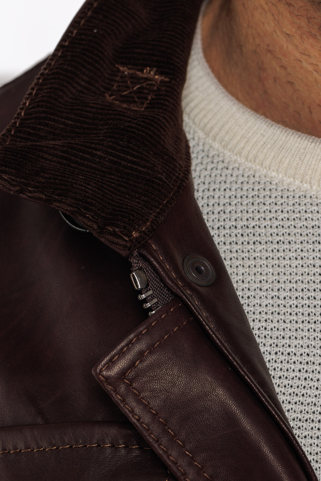 Giacca in vera pelle uomo con zip Bel sc marrone vinaccia
