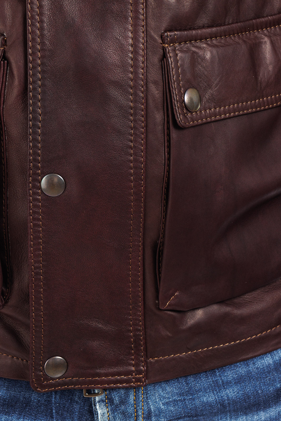 Giacca in vera pelle uomo con zip Bel sc marrone vinaccia