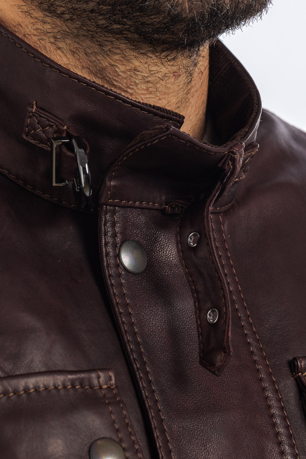 Giacca in vera pelle uomo con zip Bel sc marrone vinaccia