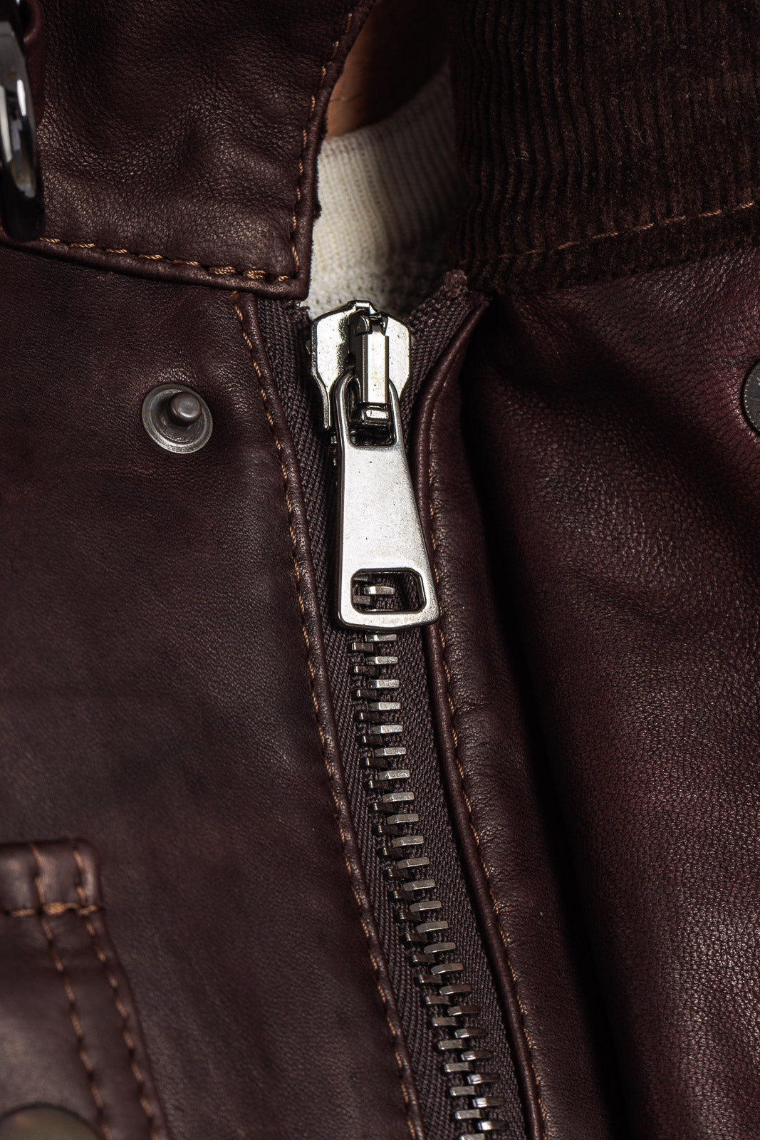 Giacca in vera pelle uomo con zip Bel sc marrone vinaccia