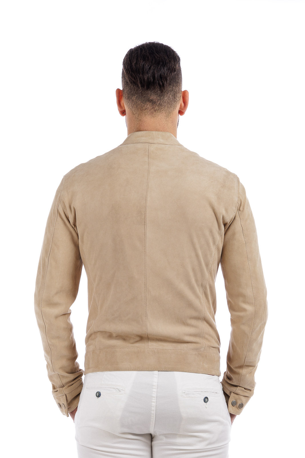 Giacca in camoscio di renna uomo con zip Reese sabbia