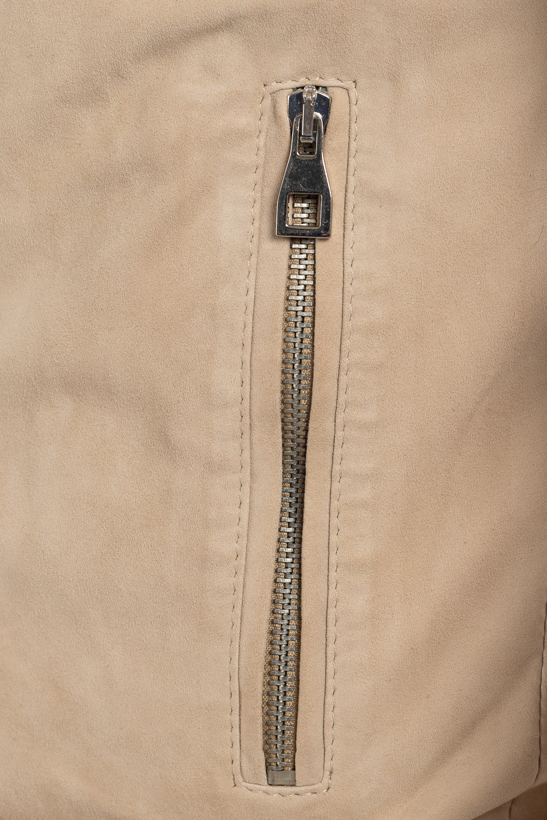 Giacca in camoscio di renna uomo con zip Reese sabbia