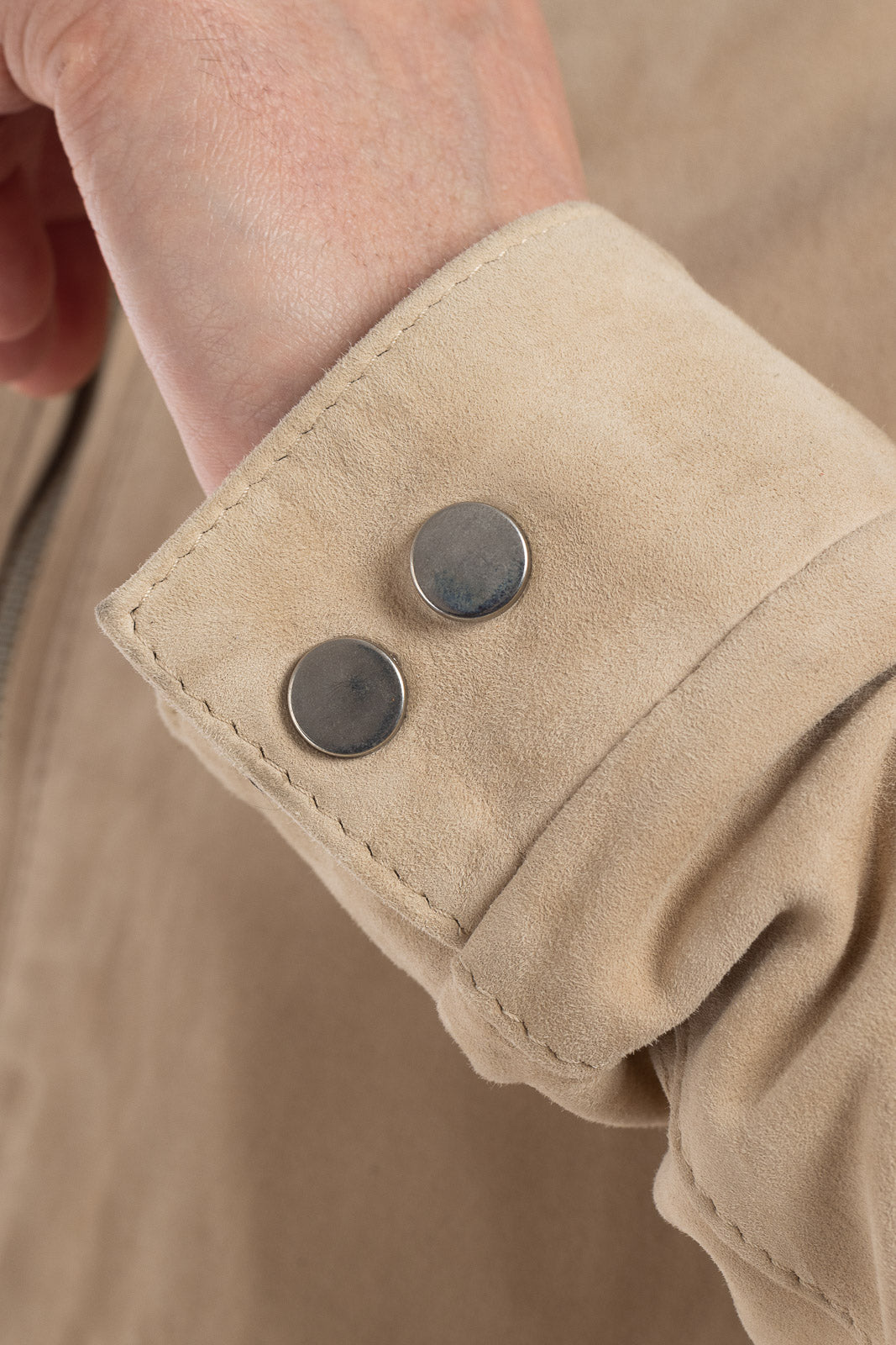 Giacca in camoscio di renna uomo con zip Reese sabbia