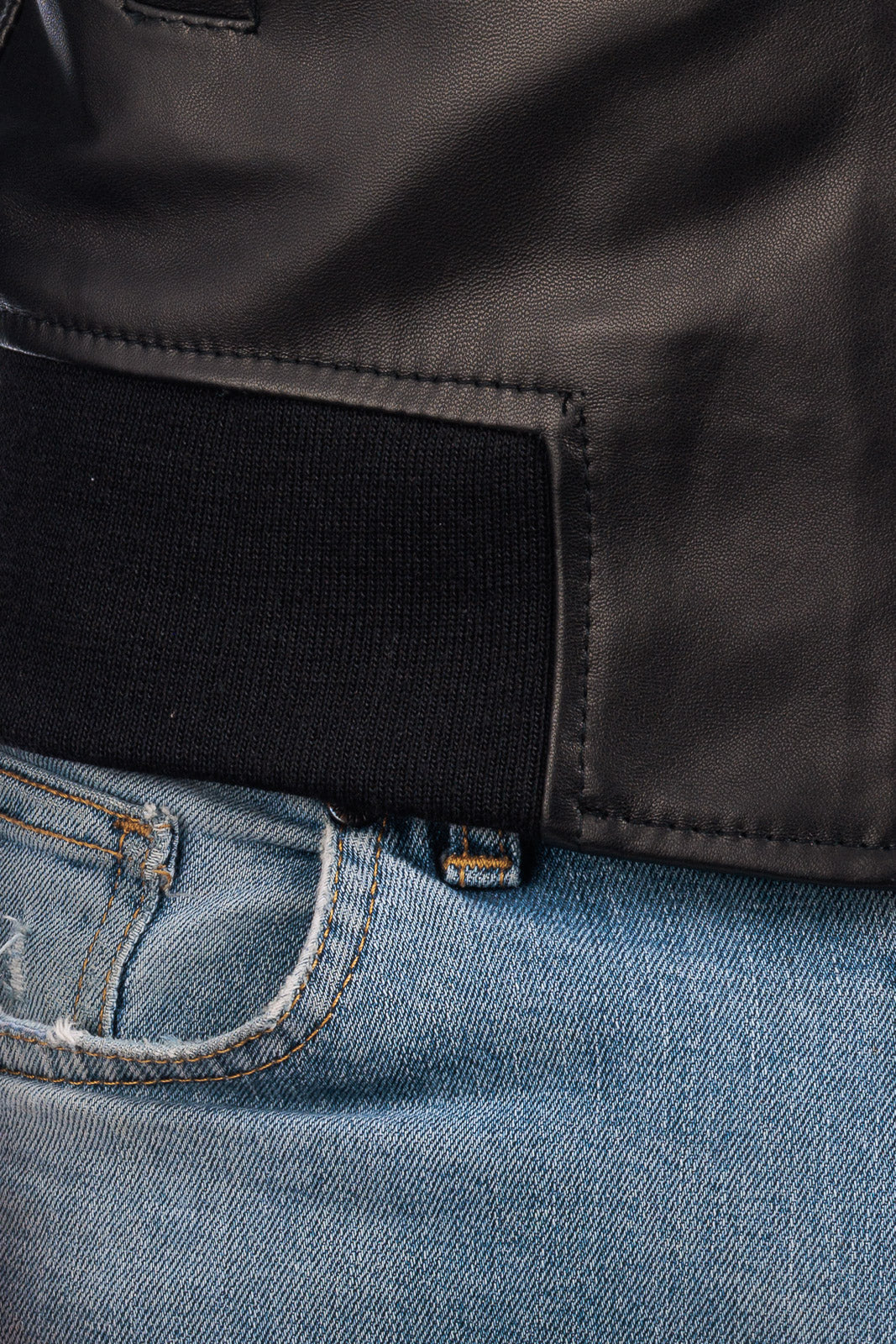 Bomber in pelle con zip nero monza